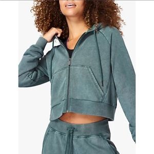 Sweaty Betty Gary Zip Through Cropped Hoodie Size M